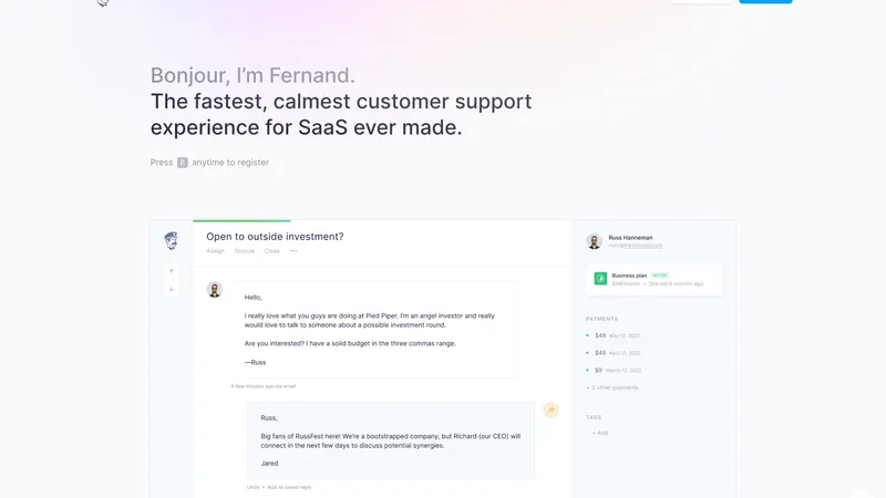 Fernand — The fast, calm customer support platform for SaaS